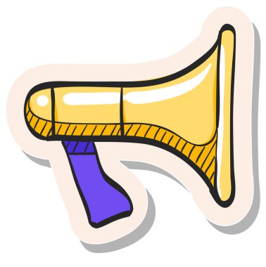 Yapıştırma biçimi illüstrasyonunda el çizimi Megafon simgesi