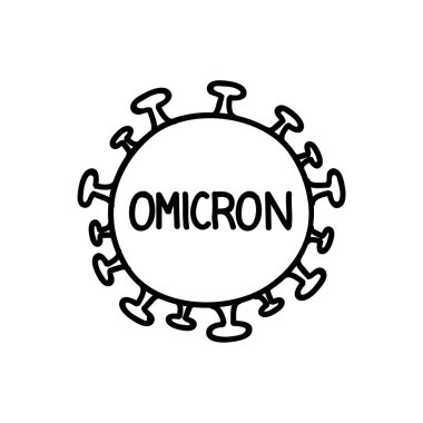 Omicron varyant koronavirüs ikonu. El çizimi vektör çizimi. Düzenlenebilir satır vuruşu.