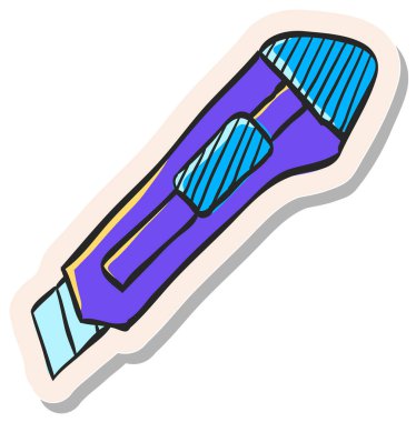 Etiket biçimi illüstrasyonunda elle çizilmiş Kesici bıçak simgesi