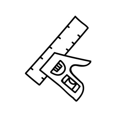 Ahşap işleme aracı ayarlanabilir ölçü cetveli. El çizimi vektör çizimi. Düzenlenebilir satır vuruşu