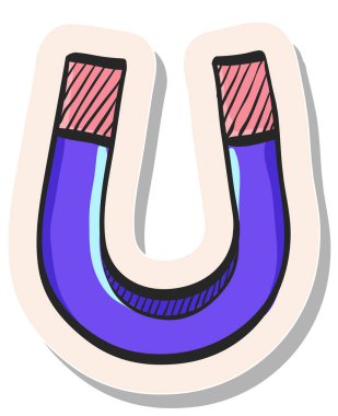 Yapıştırma biçimi illüstrasyonunda elle çizilmiş mıknatıs simgesi