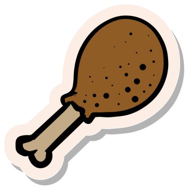 Etiket stili vektör illüstrasyonunda el çizimi tavuk budu çubuğu