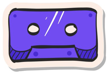 Yapıştırma biçimi illüstrasyonunda el çizimi teyp kaset simgesi