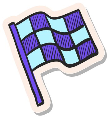 Etiket biçimi illüstrasyonunda el çizimi yarış bayrağı simgesi