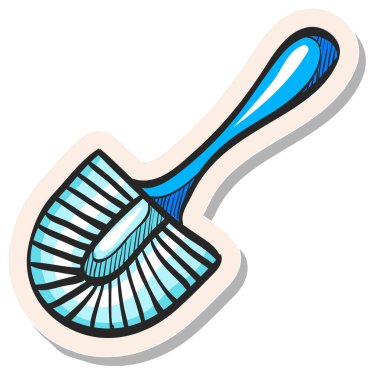 Etiket biçimi illüstrasyonunda elle çizilmiş fırça simgesi