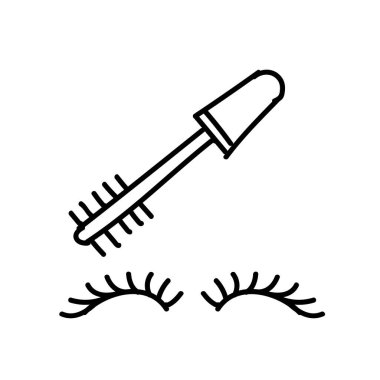 Kozmetik makyaj kirpik ikonu. El çizimi vektör çizimi. Düzenlenebilir satır vuruşu.