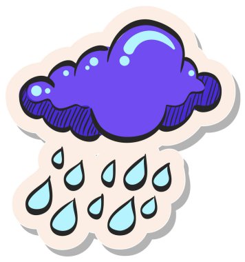 Yapıştırma biçimi vektör illüstrasyonunda el çizimi Yağmur bulutu simgesi