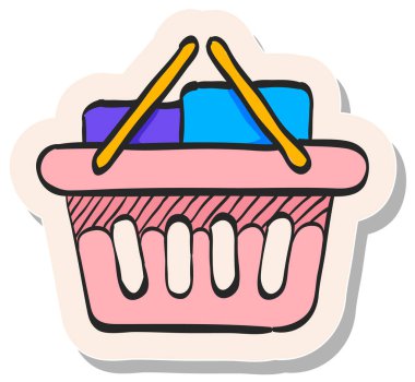 Yapıştırma biçimi vektör illüstrasyonunda el çizimi alışveriş sepeti simgesi