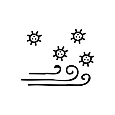 Rüzgar virüs simgesi taşıyordu. El çizimi vektör çizimi. Düzenlenebilir satır vuruşu.