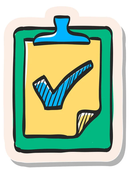 Hand Drawn Checklist Icon Sticker Style Vector Illustration — Stock Vector