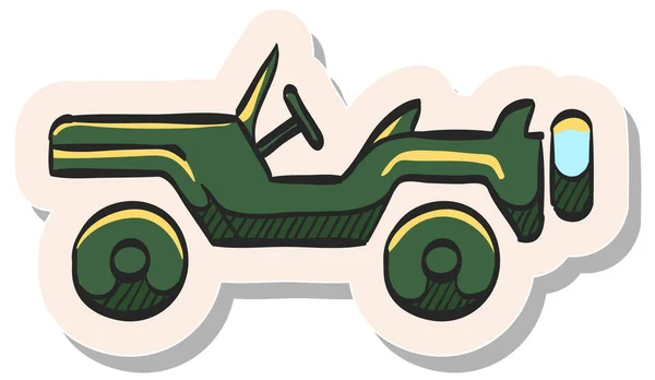 Hand Drawn Military Vehicle Icon Sticker Style Vector Illustration — Stock Vector