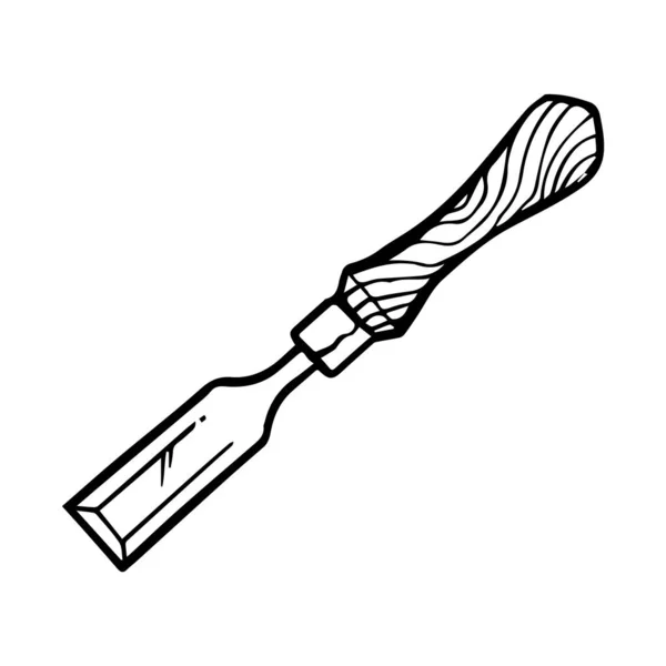 Meißel Symbol Holzbearbeitungswerkzeug Handgezeichnete Vektorillustration — Stockvektor