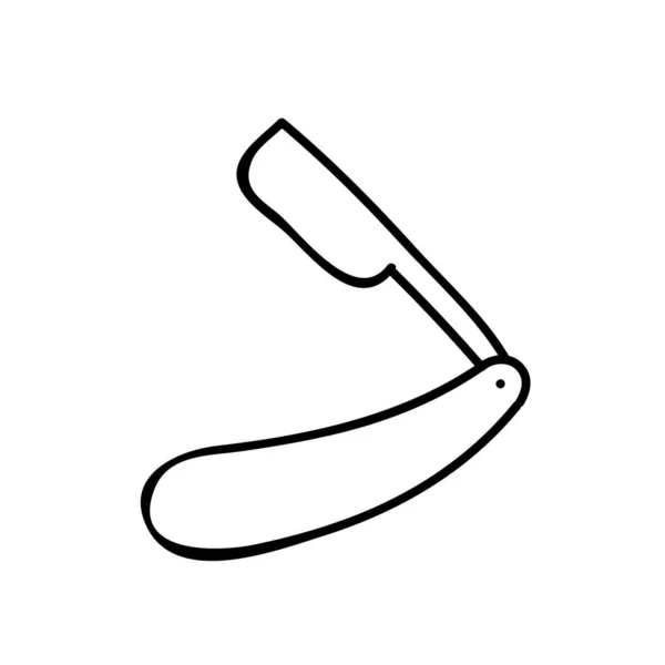 ヴィンテージシェービングかみそりナイフ 手描きベクトルイラスト 編集可能なラインストローク — ストックベクタ