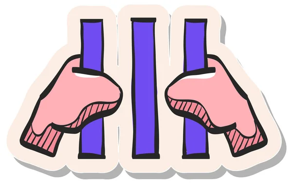 Hand Drawn Jail Icon Sticker Style Vector Illustration — Stock Vector