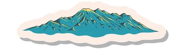 Montañas Dibujadas Mano Ilustración Vectorial Estilo Pegatina — Vector de stock