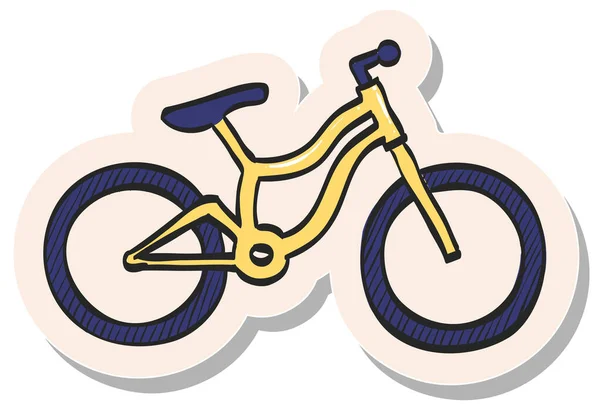 Hand Drawn Mountain Bike Icon Sticker Style Vector Illustration — Stock Vector