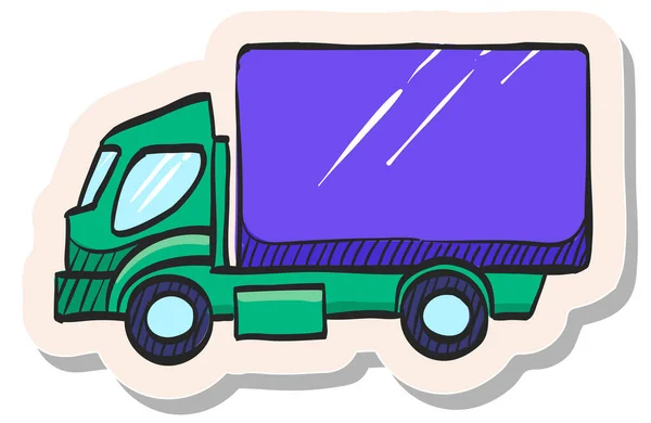 Χειροποίητο Εικονίδιο Φορτηγού Στυλ Αυτοκόλλητου Διανυσματική Απεικόνιση — Διανυσματικό Αρχείο