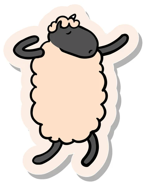 Ručně Kreslené Tančící Ovce Ruku Nálepce Styl Vektorové Ilustrace — Stockový vektor