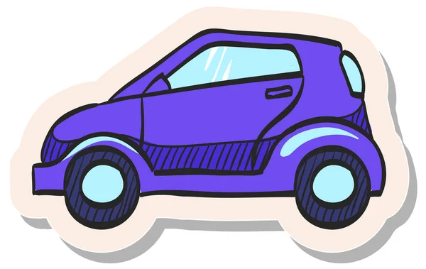 Hand Drawn Green Car Icon Sticker Style Vector Illustration — Stock Vector