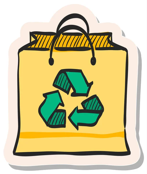 Handgezeichnetes Recycle Symbol Sticker Stil Vektor Illustration — Stockvektor