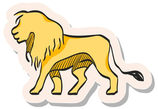 Ręcznie Rysowane Lion Ikona Stylu Naklejki Wektor Ilustracji — Wektor stockowy