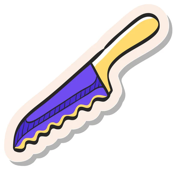 Hand Drawn Bread Knife Icon Sticker Style Vector Illustration — Stock Vector