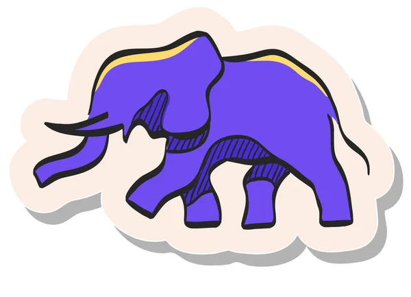 Ícone Elefante Desenhado Mão Ilustração Vetorial Estilo Adesivo — Vetor de Stock