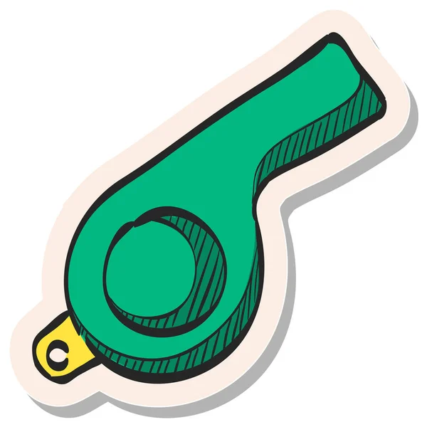 Handgetekend Whistle Icoon Sticker Stijl Vector Illustratie — Stockvector