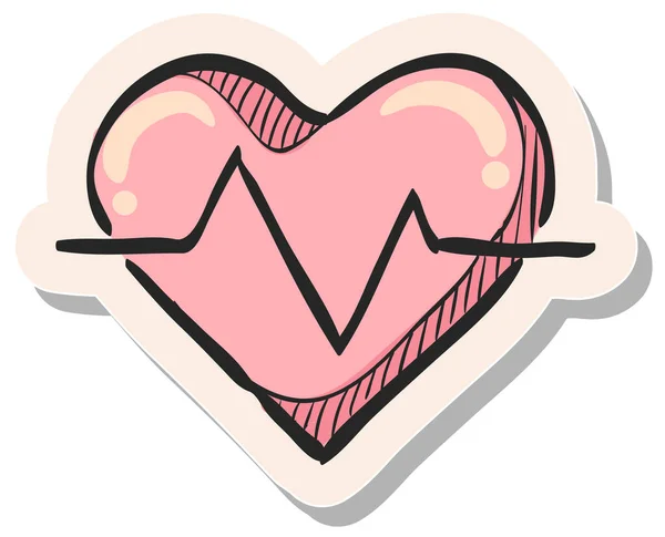Icône Fréquence Cardiaque Dessinée Main Dans Illustration Vectorielle Style Autocollant — Image vectorielle