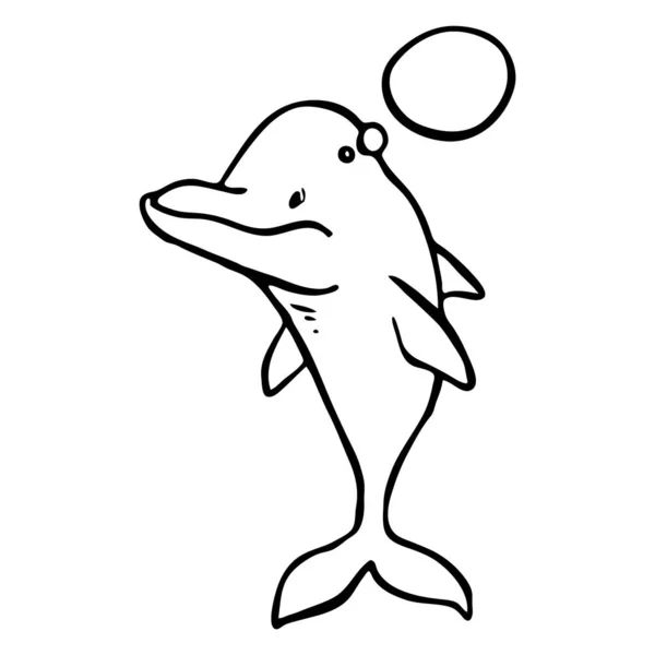 Dolphin Ikon Med Tal Tal Bubbla Handritad Vektor Illustration — Stock vektor