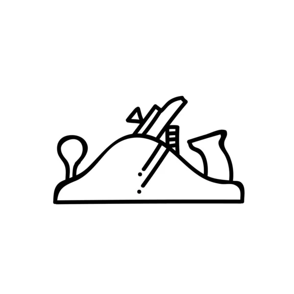 Icona Dell Aereo Mano Illustrazione Vettoriale Disegnata Mano Corsa Della — Vettoriale Stock