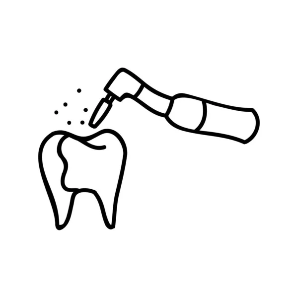 Tandarts Tandboor Icoon Handgetekende Vectorillustratie Aanpasbare Lijnslag — Stockvector