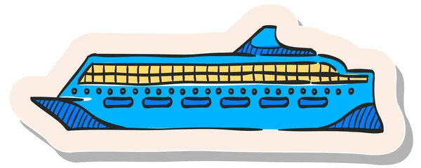 贴纸风格矢量图上手工绘制的游轮图标 — 图库矢量图片