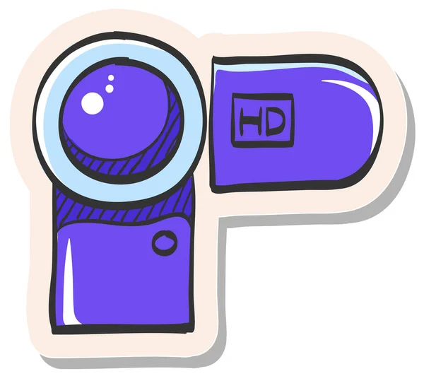 Handgezeichnetes Camcorder Symbol Sticker Stil Vektor Illustration — Stockvektor