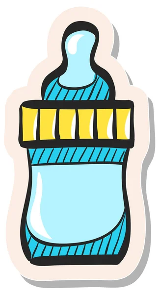 手描きのミルクボトルのアイコンをステッカースタイルのベクトルイラストで — ストックベクタ