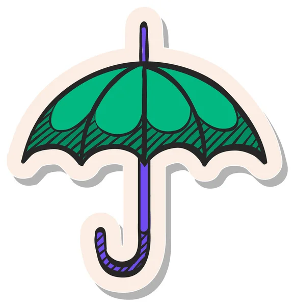 Hand Drawn Umbrella Icon Sticker Style Vector Illustration — Stock Vector