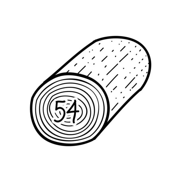 Single Wood Log Marking Icon Hand Drawn Vector Illustration Editable — Stock Vector