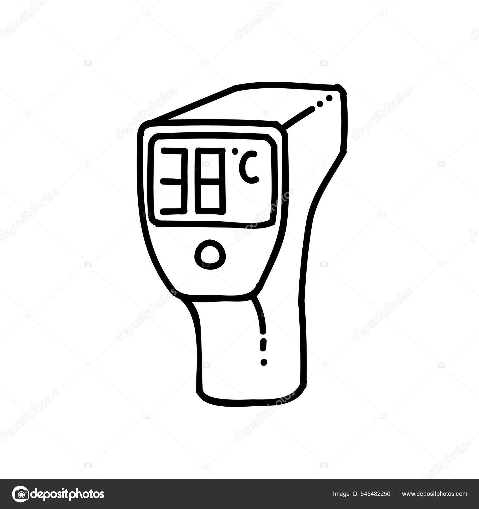 Digital Thermo Gun Icon Body Temperature Checking Instrument Hand Drawn  Stock Vector by ©puruan 545482250