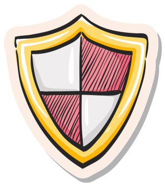 Yapıştırma biçimi illüstrasyonunda el çizimi Kalkan simgesi