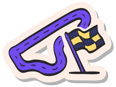 Yapıştırma biçimi illüstrasyonunda el çizimi yarış devresi simgesi