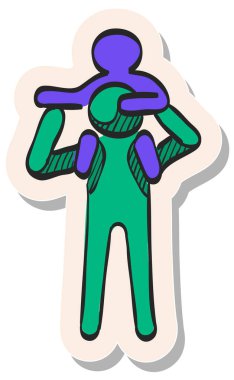 Yapıştırma biçimi illüstrasyonunda çocuk simgesini tutan el çizimi adam