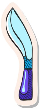 Etiket biçimi illüstrasyonunda elle çizilmiş Bıçak simgesi