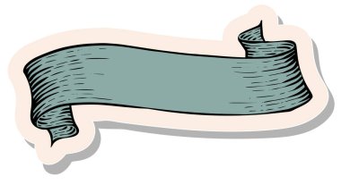 Yapıştırma biçimi illüstrasyonunda el çizimi kurdele pankartları vintage elementler