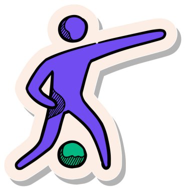 Yapıştırma biçimi illüstrasyonunda el çizimi futbolcu simgesi