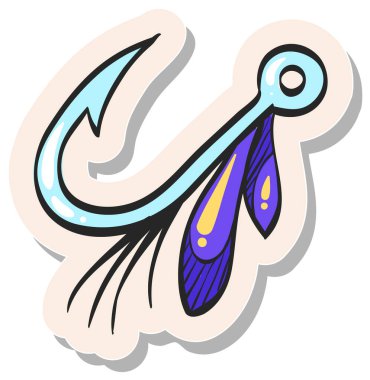 Yapıştırma biçimi illüstrasyonunda elle çizilmiş balık yemi simgesi