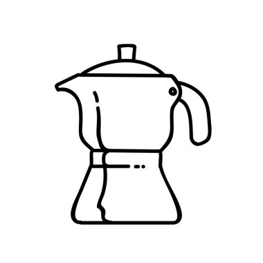 Kahve espresso demleme ikonu. El çizimi vektör çizimi. Düzenlenebilir satır vuruşu
