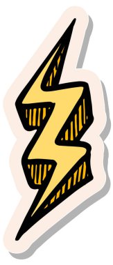 Yapıştırma biçimi illüstrasyonunda el çizimi yıldırım simgesi