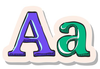 Yapıştırma biçimi illüstrasyonunda el ile çizilmiş yazı tipi simgesi