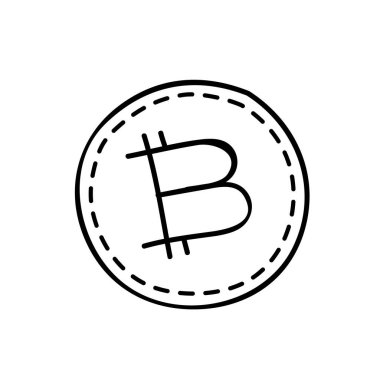 Bitcoin şifreleme simgesi. El çizimi vektör çizimi. Düzenlenebilir satır vuruşu.
