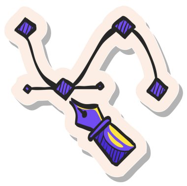 Etiket biçimi illüstrasyonunda el çizimi Bezier simgesi